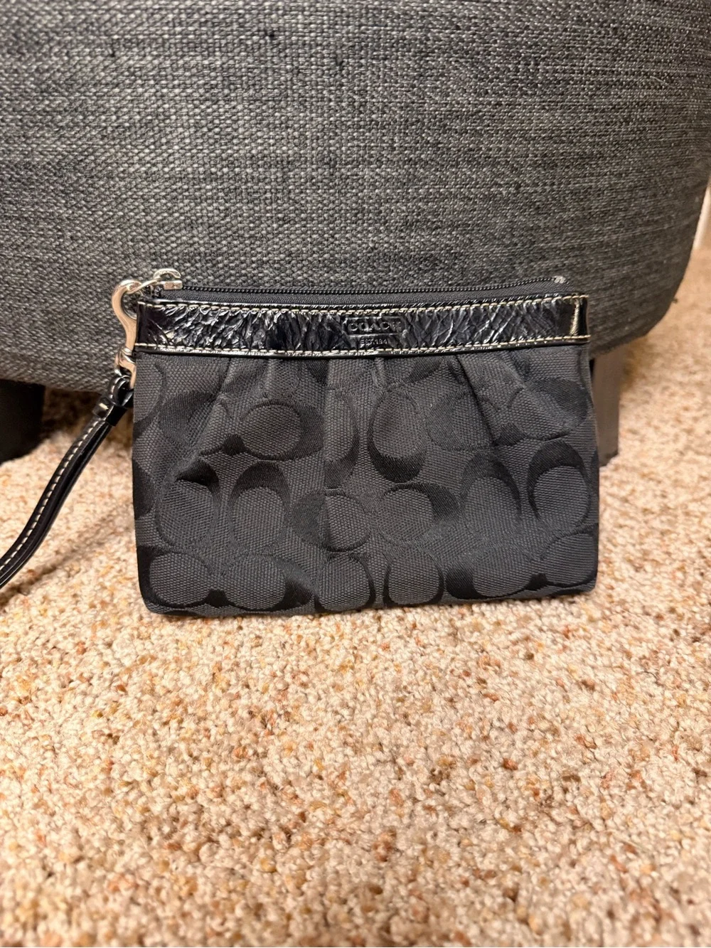 Vintage Coach Black Signature Wristlet with Matching Card Case